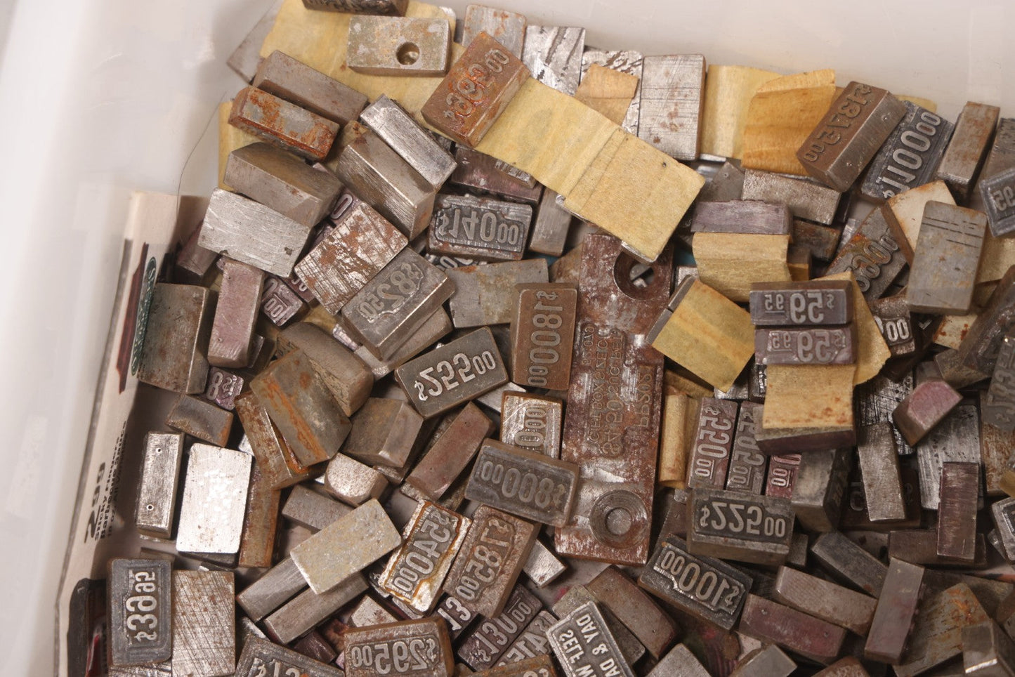 Lot 202 - Grouping Of 200+ Vintage Letterpress Metal Pricing Print Blocks Ranging From Under $1 To Over $1000, Collection As Found
