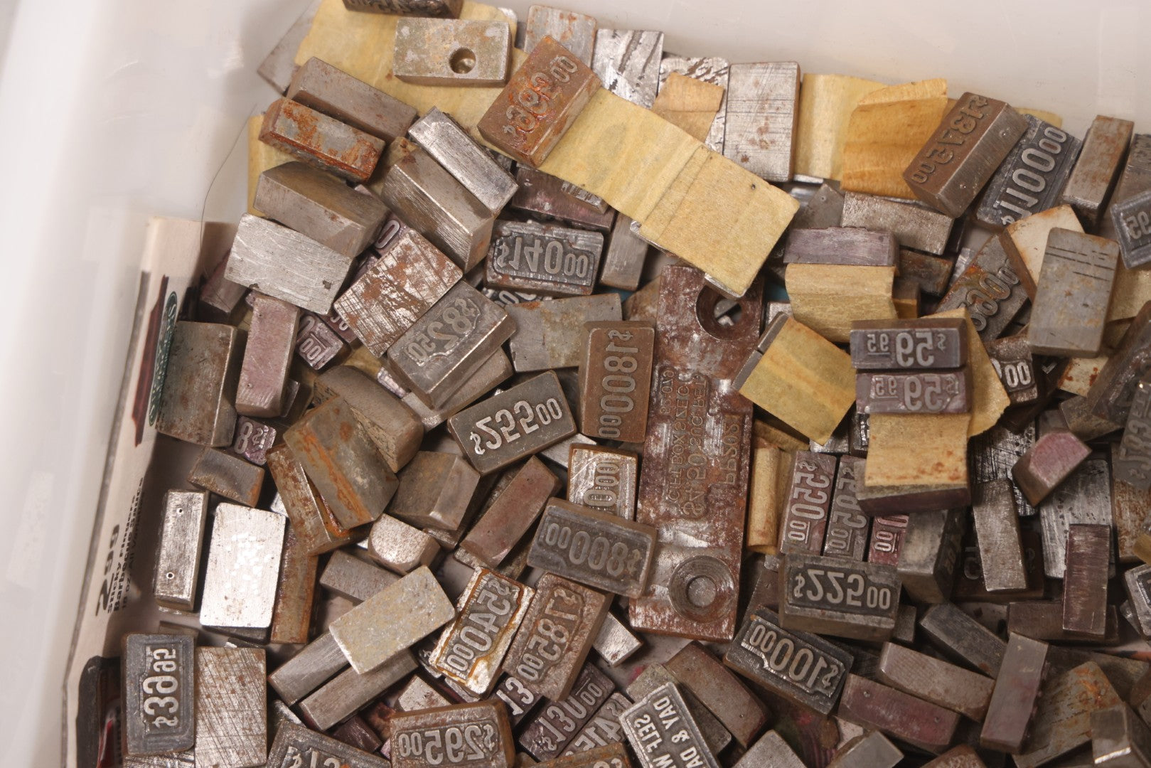 Lot 202 - Grouping Of 200+ Vintage Letterpress Metal Pricing Print Blocks Ranging From Under $1 To Over $1000, Collection As Found