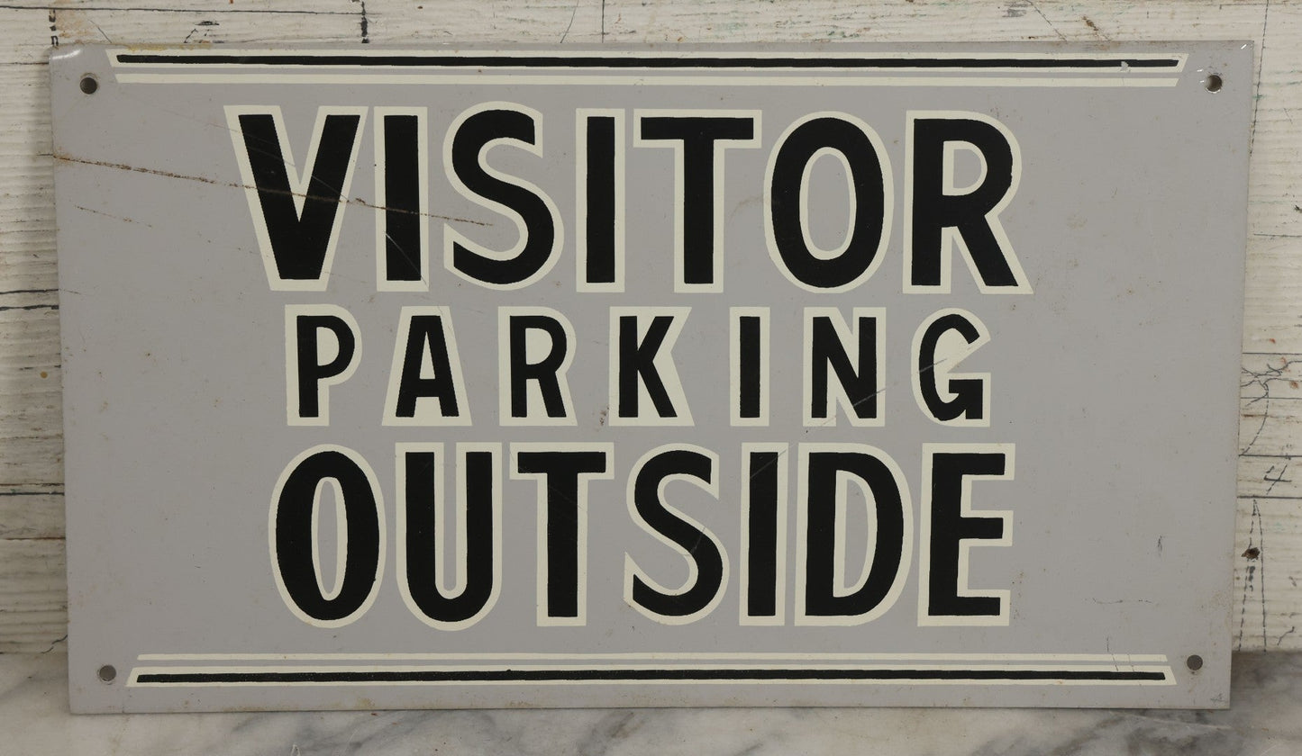 Lot 205 - Vintage Tin Tacker Sign Reading “Visitor Parking Outside”