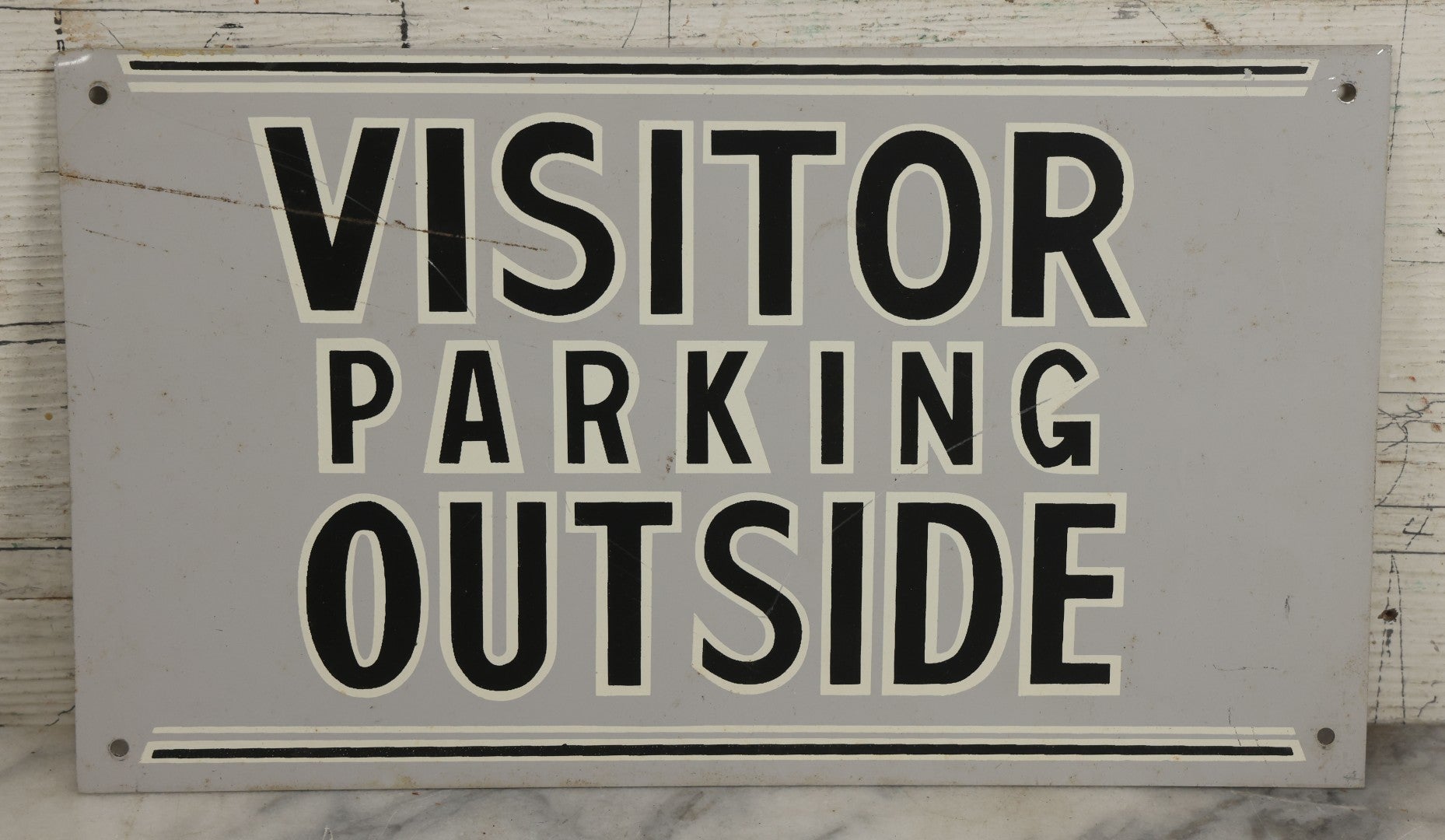 Lot 205 - Vintage Tin Tacker Sign Reading “Visitor Parking Outside”