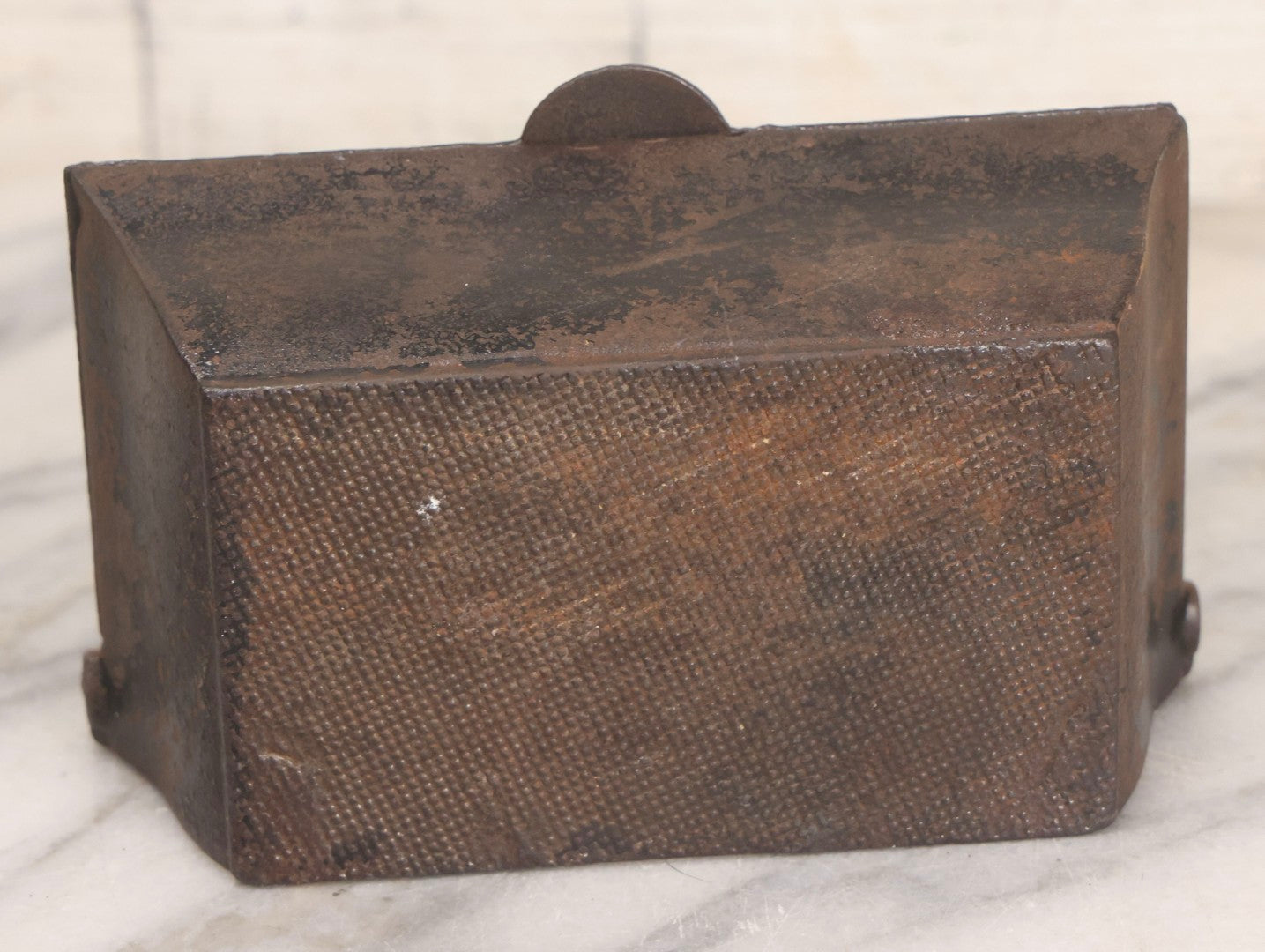 Lot 206 - Antique Cast Iron Self-Closing Match Safe, Patented December 20, 1864, D.M. & Co., New Haven, Connecticut