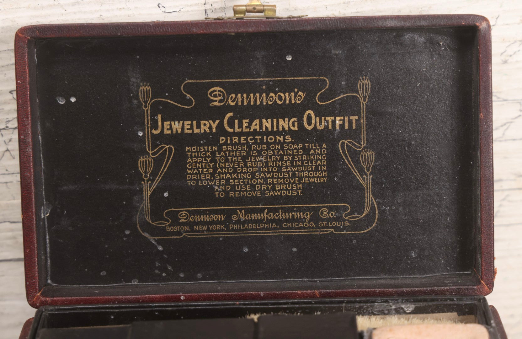 Lot 208 - Antique Dennison's Jewelry Cleaning Outfit In Original Labeled Box With Contents And Printed Directions, Dennison Manufacturing Co., Early 20th Century
