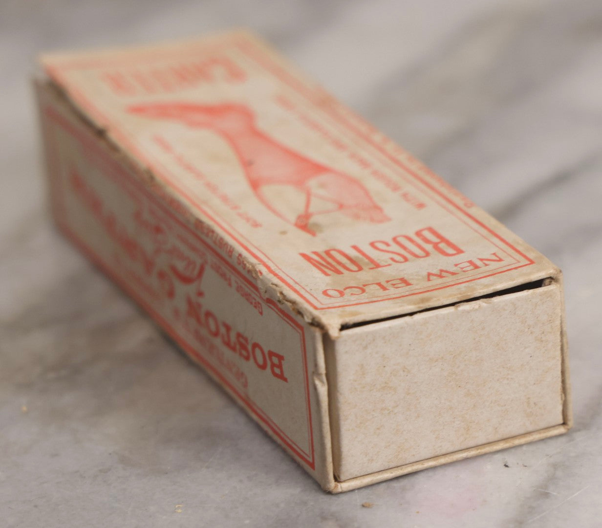 Lot 209 - Antique New Elco “Boston Garter” Box, George Frost Co., Boston, Massachusetts, Circa 1904, Baby Blue, Repurposed As Pin Box