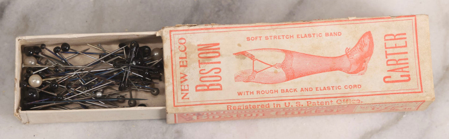 Lot 209 - Antique New Elco “Boston Garter” Box, George Frost Co., Boston, Massachusetts, Circa 1904, Baby Blue, Repurposed As Pin Box
