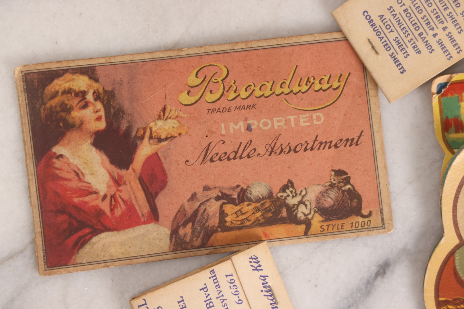 Lot 212 - Vintage Grouping Of 20+ Sewing Needle & Notions Card Lot Including Space Ship & Rocket Brand Needle Folders, Bobbie Smith Bobbie Pins, And Other Vintage Sewing Cards