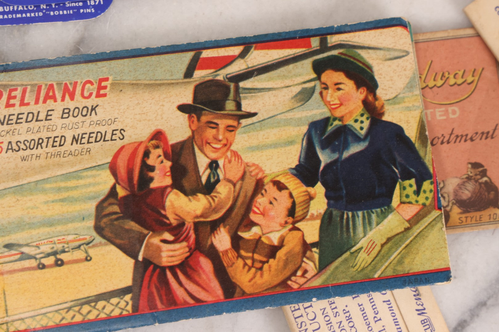 Lot 212 - Vintage Grouping Of 20+ Sewing Needle & Notions Card Lot Including Space Ship & Rocket Brand Needle Folders, Bobbie Smith Bobbie Pins, And Other Vintage Sewing Cards