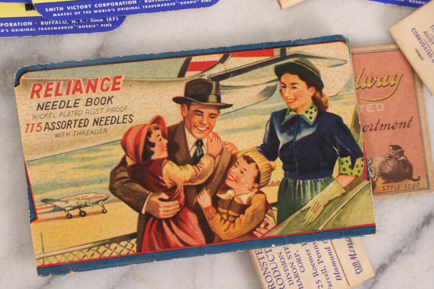 Lot 212 - Vintage Grouping Of 20+ Sewing Needle & Notions Card Lot Including Space Ship & Rocket Brand Needle Folders, Bobbie Smith Bobbie Pins, And Other Vintage Sewing Cards