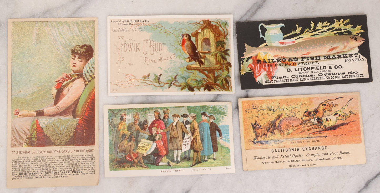 Lot 216 - Grouping Of 50+ Antique Lithographed Trade Cards, Die Cuts, And Advertising Ephemera Scraps, Late 19th To Early 20th Century