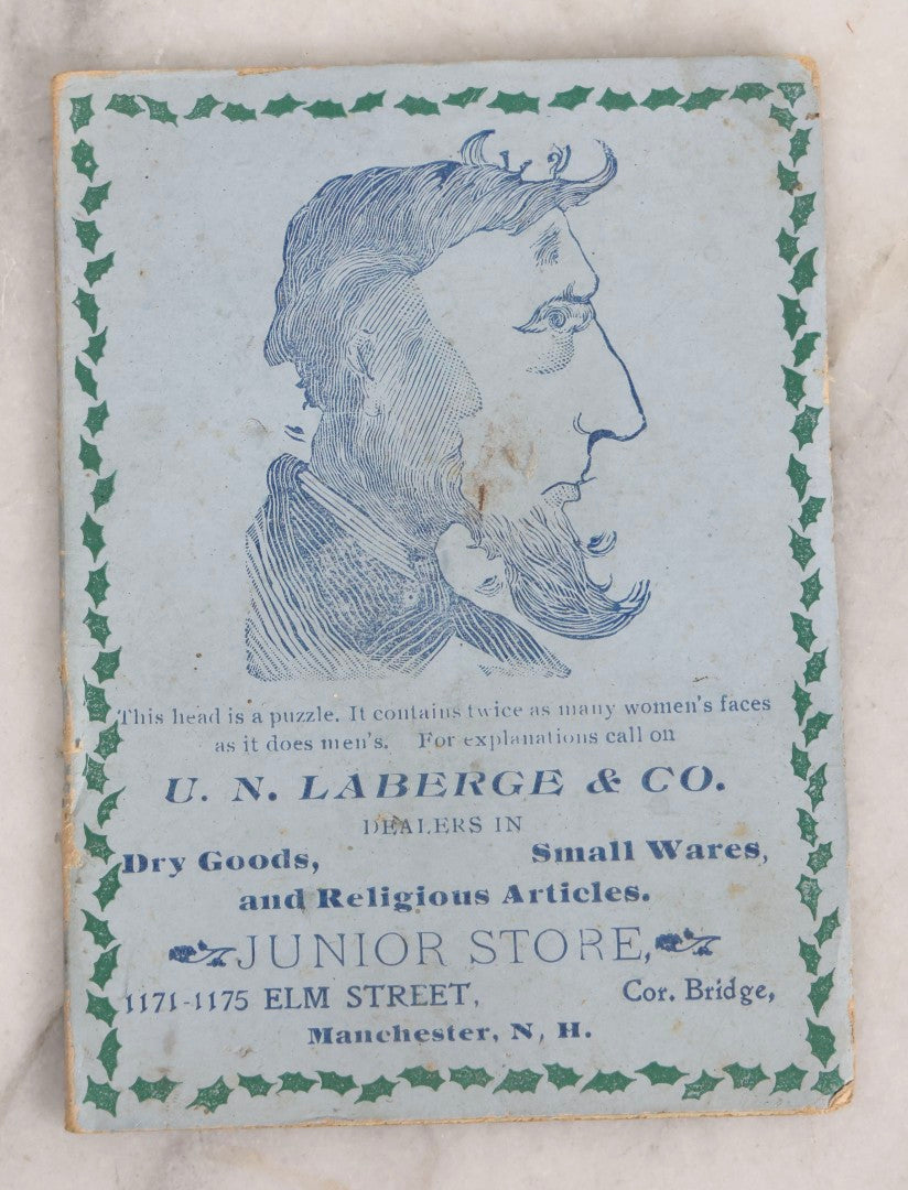 Lot 218 - Antique Metamorphic Needle Book With Optical Illusion Graphics, U.N. Laberge & Co. “Junior Store,” Manchester, New Hampshire, Circa 1903, With Original Needles
