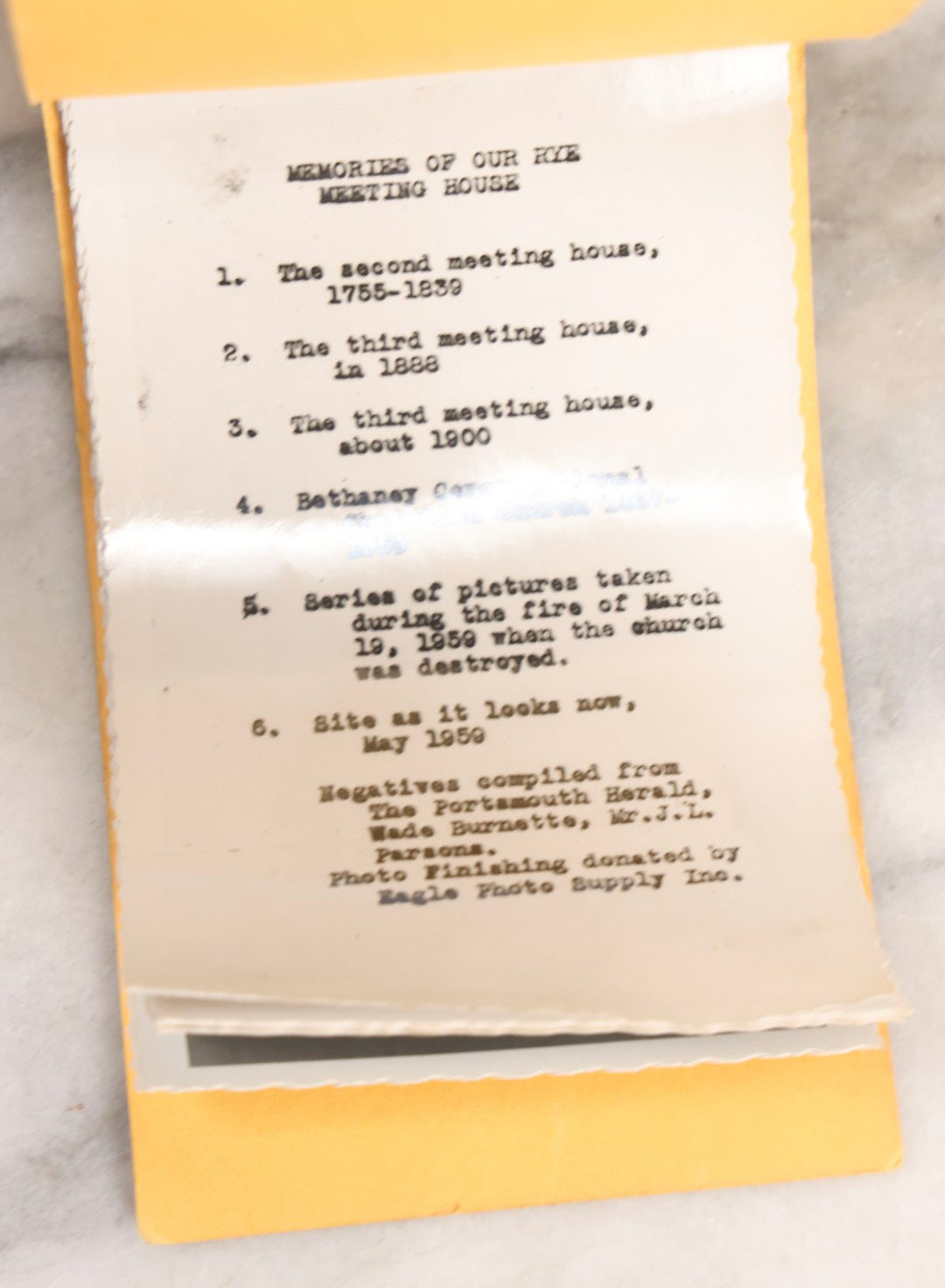 Lot 220 - Antique Photo Album Of Rye, New Hampshire Meeting Houses And 1959 Fire, “Memories Of The Rye Meeting Houses,” With Nine Original Snapshots