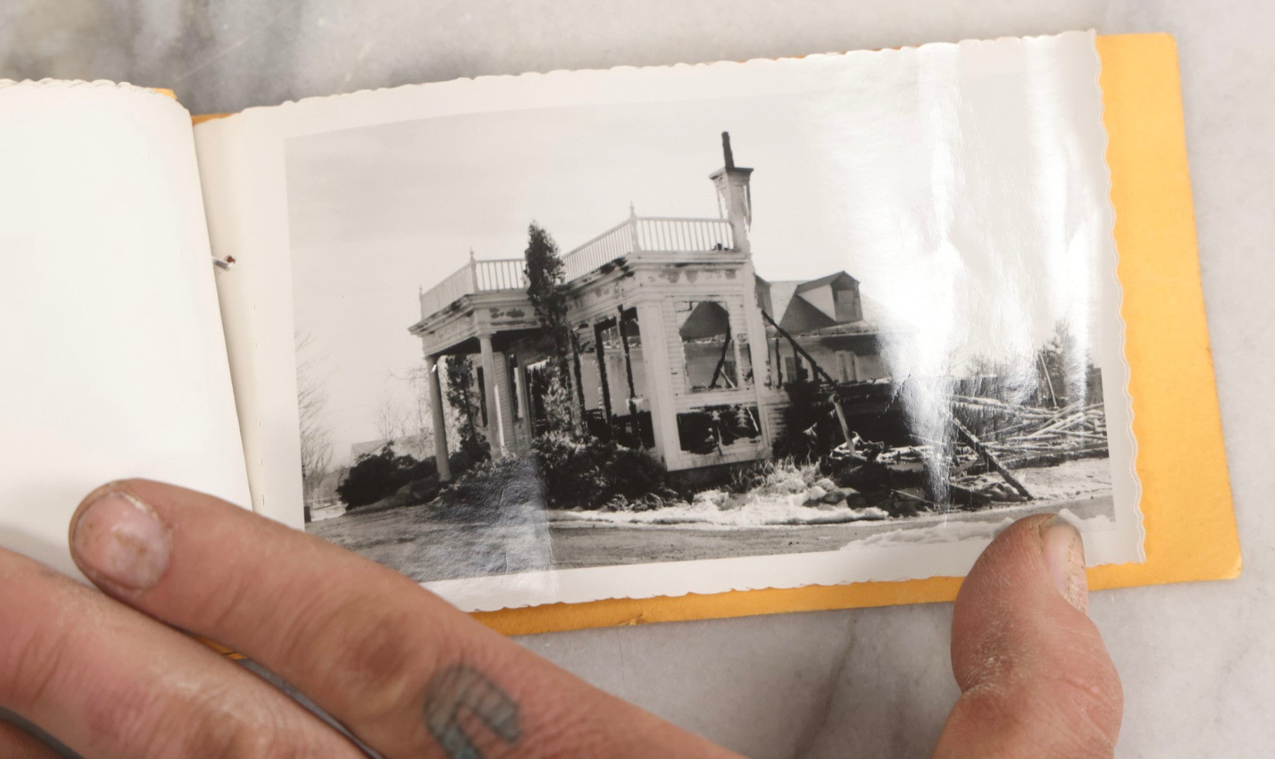 Lot 220 - Antique Photo Album Of Rye, New Hampshire Meeting Houses And 1959 Fire, “Memories Of The Rye Meeting Houses,” With Nine Original Snapshots