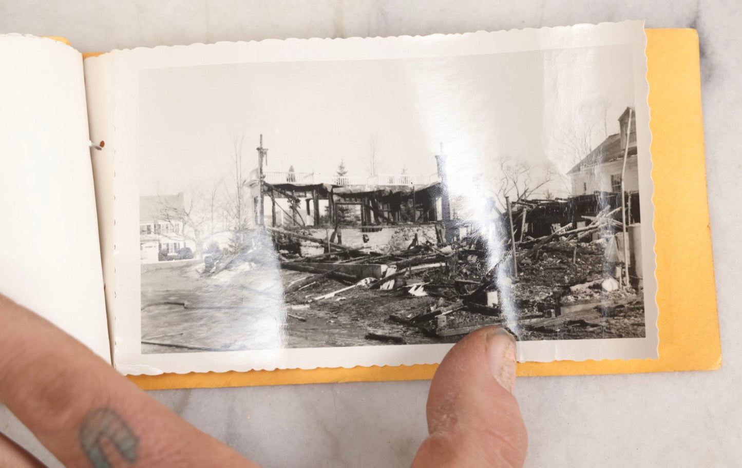 Lot 220 - Antique Photo Album Of Rye, New Hampshire Meeting Houses And 1959 Fire, “Memories Of The Rye Meeting Houses,” With Nine Original Snapshots