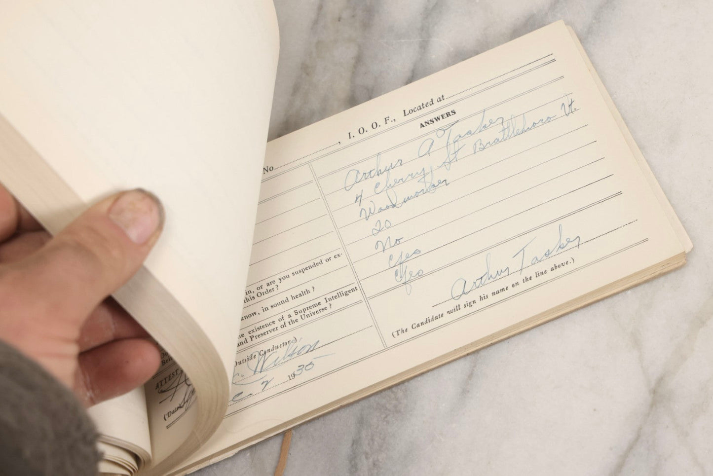 Lot 221 - Antique Independent Order Of Odd Fellows I.O.O.F.. Question Book For Subordinate Lodges, 1901, With Extensive Handwritten Entries