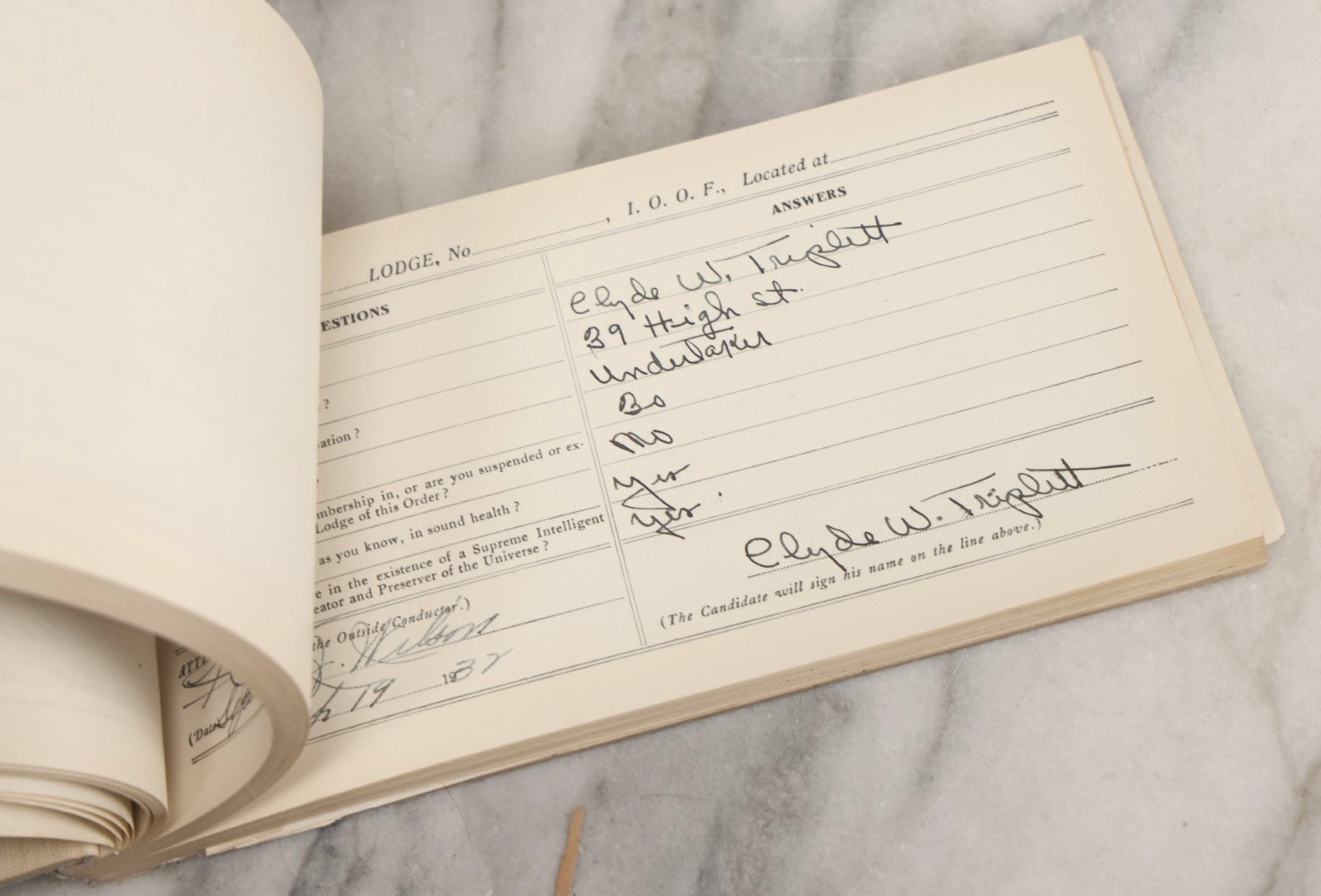 Lot 221 - Antique Independent Order Of Odd Fellows I.O.O.F.. Question Book For Subordinate Lodges, 1901, With Extensive Handwritten Entries