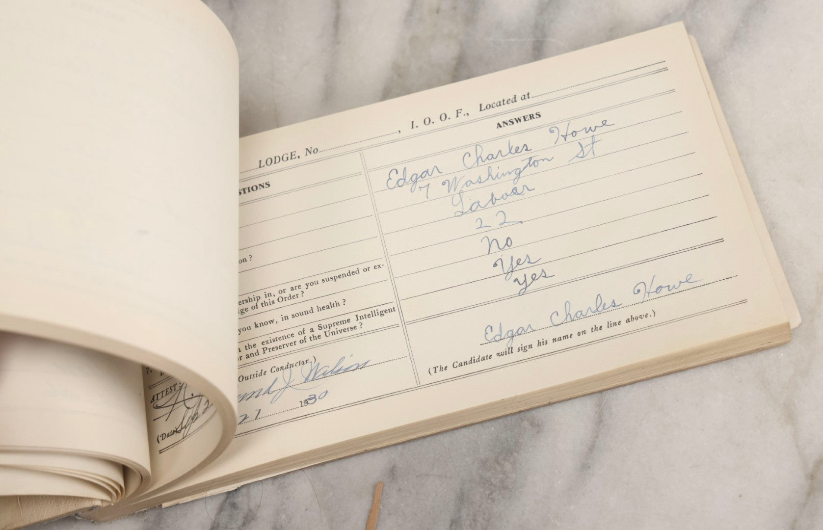 Lot 221 - Antique Independent Order Of Odd Fellows I.O.O.F.. Question Book For Subordinate Lodges, 1901, With Extensive Handwritten Entries