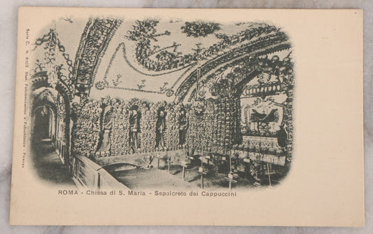Lot 225 - Antique Italian Postcard, Capuchin Crypt, Rome — “Chiesa DI S. Maria – Sepolcreto Dei Cappuccini,” Bone Chapel Photograph, Early 20th Century