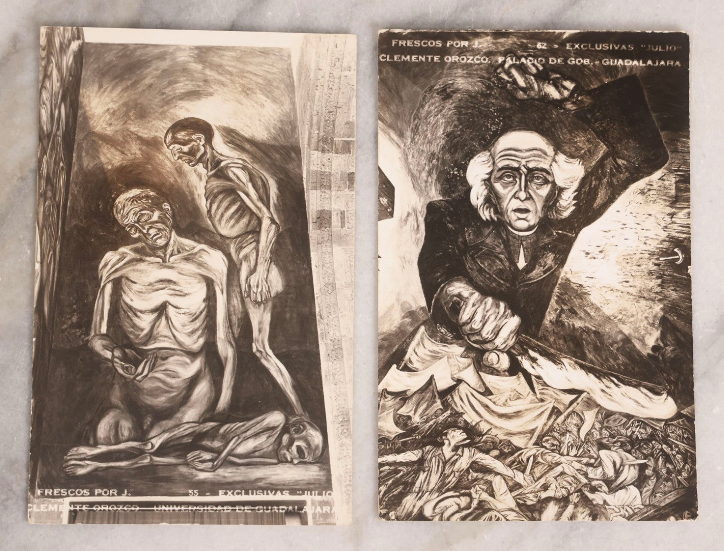 Lot 227 - Grouping Of 10 Vintage Souvenir Photo Postcards Depicting Murals By José Clemente Orozco At The Government Palace, Guadalajara, Mexico