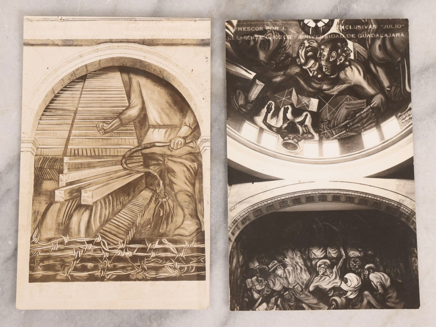 Lot 227 - Grouping Of 10 Vintage Souvenir Photo Postcards Depicting Murals By José Clemente Orozco At The Government Palace, Guadalajara, Mexico