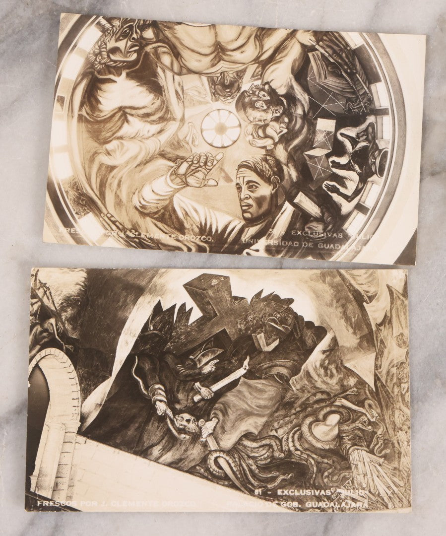Lot 227 - Grouping Of 10 Vintage Souvenir Photo Postcards Depicting Murals By José Clemente Orozco At The Government Palace, Guadalajara, Mexico