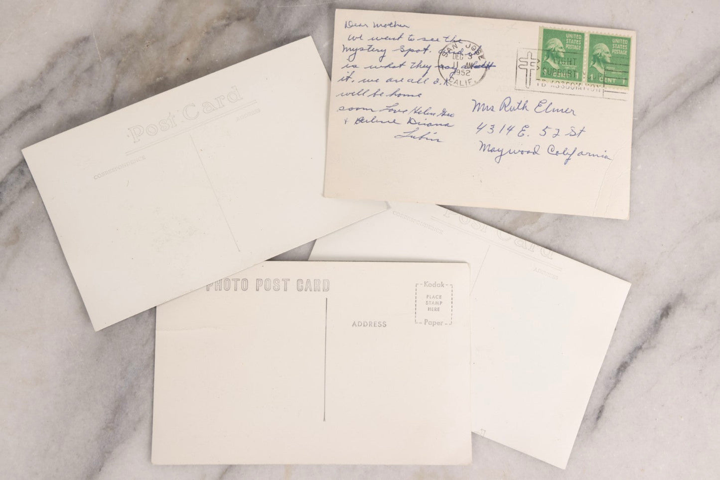 Lot 228 - Grouping Of Six Vintage Souvenir Photo Postcards Depicting Demonstrated Phenomena At The Mystery Spot, Santa Cruz, California