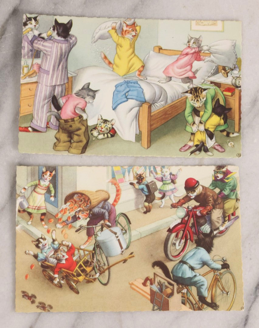 Lot 229 - Grouping Of Eight Antique And Vintage Cat-Themed Postcards Including Photographic Cards By The Rotograph Co., New York And Illustrated Anthropomorphic Cat Cards By Max Kunzli, Zürich, Switzerland