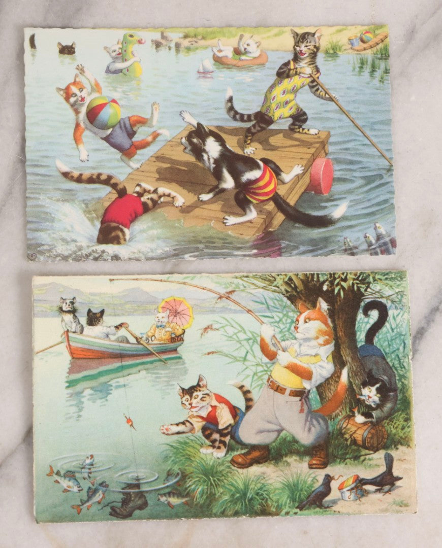 Lot 229 - Grouping Of Eight Antique And Vintage Cat-Themed Postcards Including Photographic Cards By The Rotograph Co., New York And Illustrated Anthropomorphic Cat Cards By Max Kunzli, Zürich, Switzerland