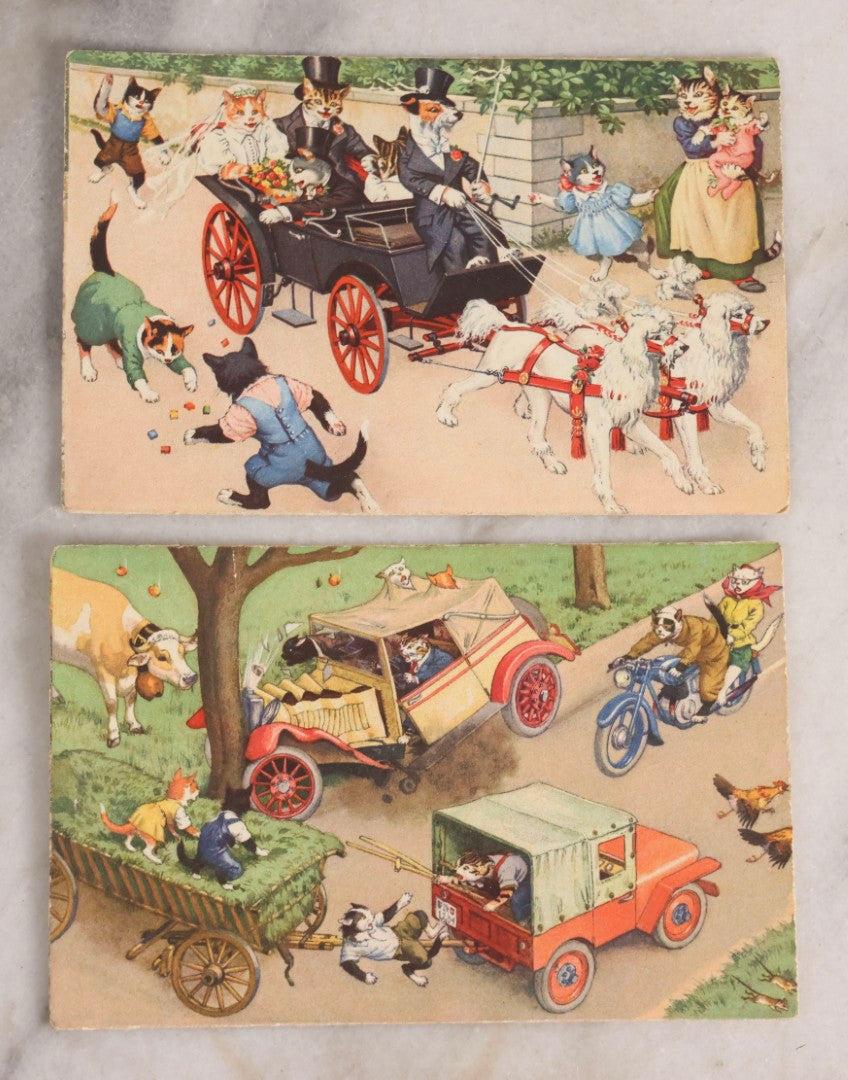 Lot 229 - Grouping Of Eight Antique And Vintage Cat-Themed Postcards Including Photographic Cards By The Rotograph Co., New York And Illustrated Anthropomorphic Cat Cards By Max Kunzli, Zürich, Switzerland