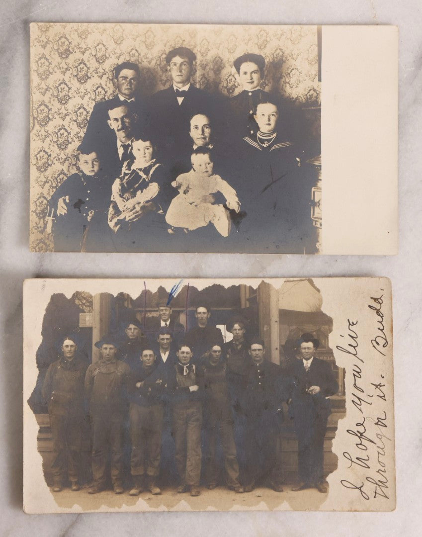 Lot 231 - Grouping Of 38 Antique Real Photo Postcards R.P.P.C.. Featuring People And Portraits Including Soldiers, Workers, Parade Scenes, Men, Women, And Children, Early 20th Century