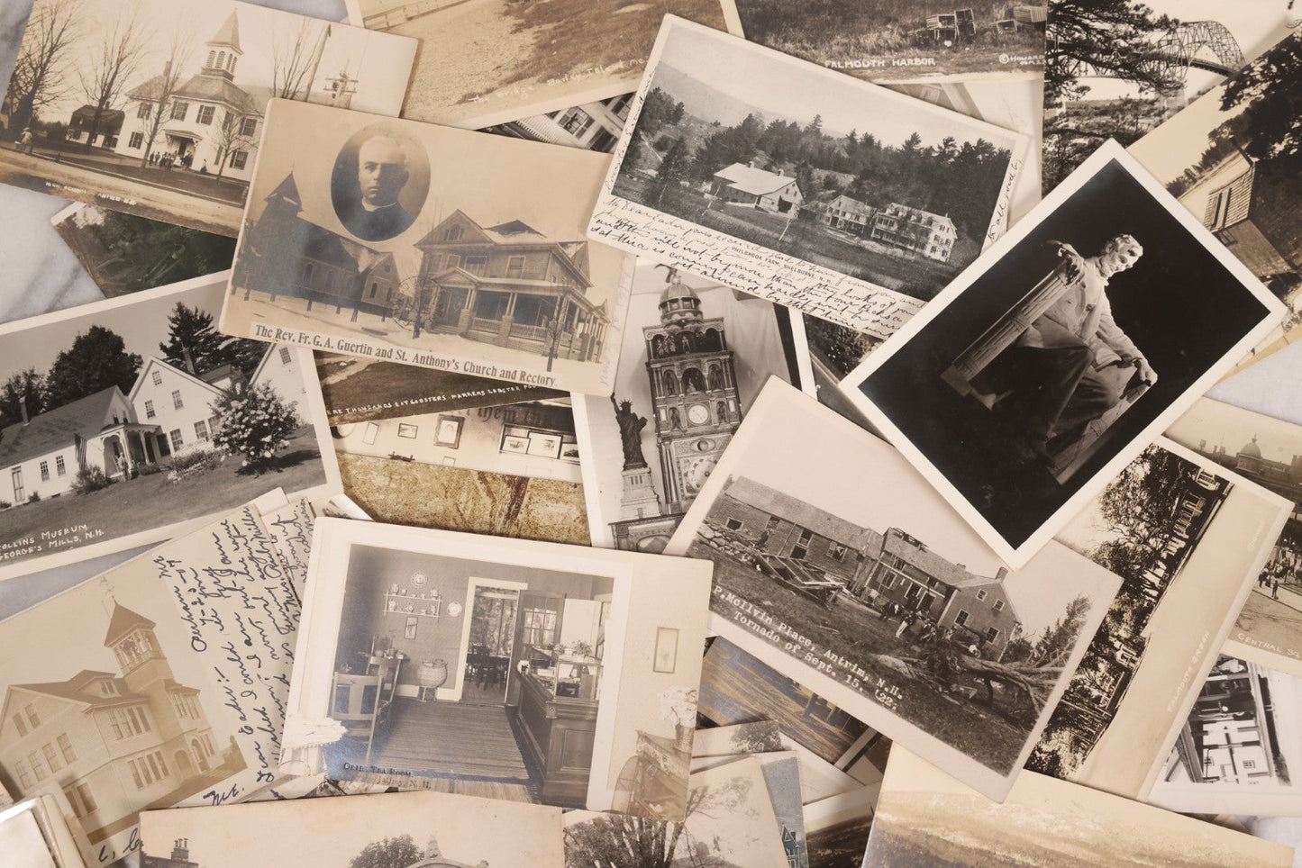 Lot 232 - Grouping Of 60 Antique Building And Architecture Real Photo Postcards R.P.P.C.., New England Focus, Early 20th Century