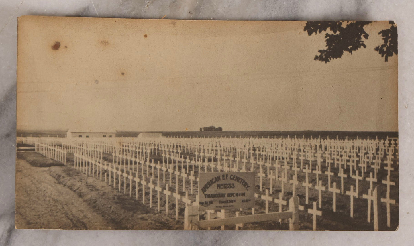 Lot 234 - Pair Of Antique Photographs Featuring Historic Cemetery Scenes, Including 19th Century New England Gravestones And World War I American Expeditionary Forces Cemetery, France