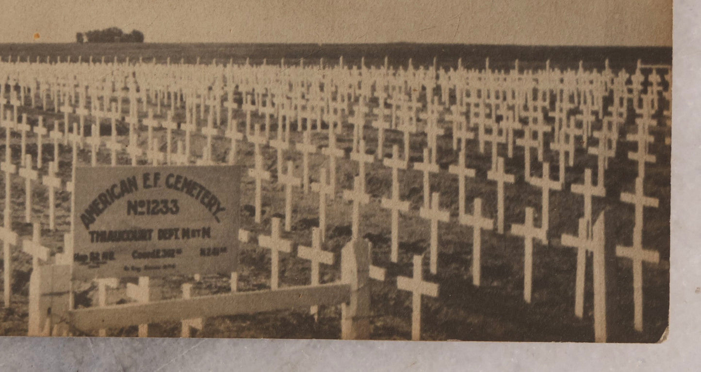 Lot 234 - Pair Of Antique Photographs Featuring Historic Cemetery Scenes, Including 19th Century New England Gravestones And World War I American Expeditionary Forces Cemetery, France