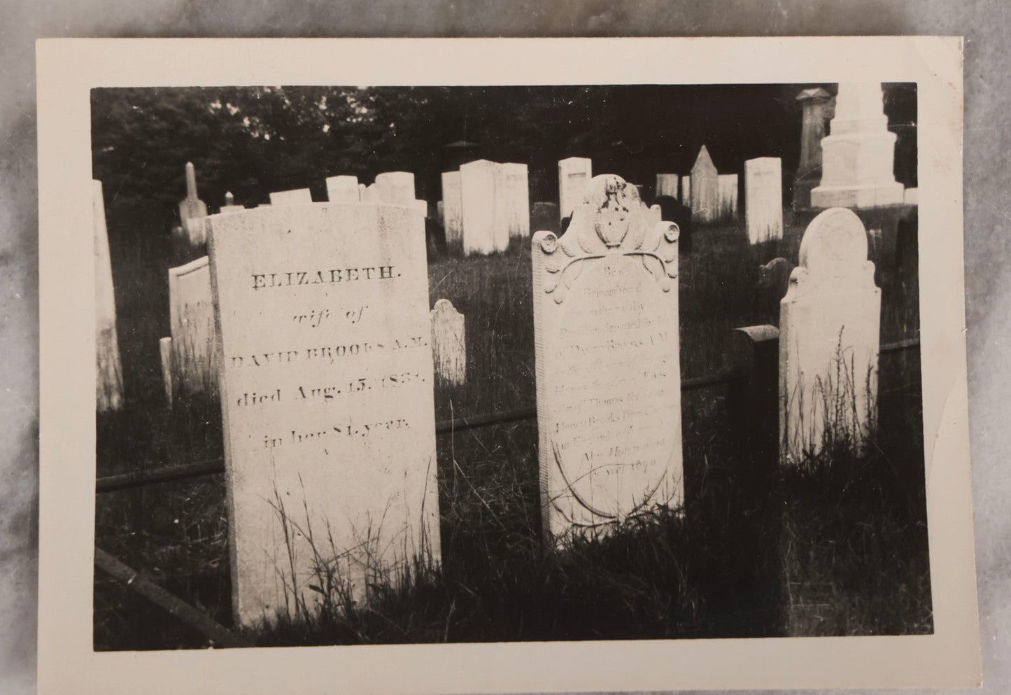 Lot 234 - Pair Of Antique Photographs Featuring Historic Cemetery Scenes, Including 19th Century New England Gravestones And World War I American Expeditionary Forces Cemetery, France