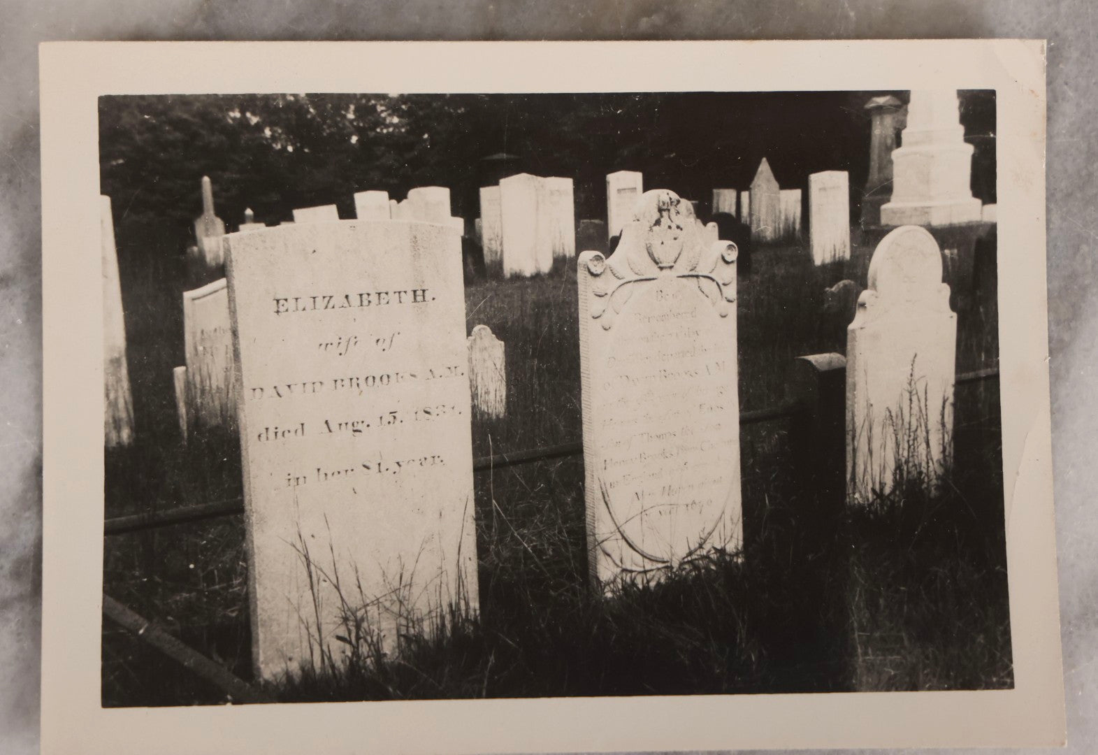 Lot 234 - Pair Of Antique Photographs Featuring Historic Cemetery Scenes, Including 19th Century New England Gravestones And World War I American Expeditionary Forces Cemetery, France