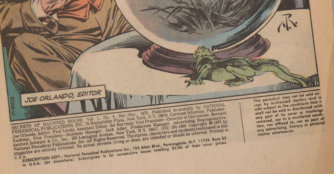 Lot 235 - Grouping Of Five Pieces Of Spooky Ephemera Including Jointed Die-Cut Halloween Witch Decoration, DC “Secrets Of Haunted House” Comic, And Topps Creature Feature Horror Trading Cards