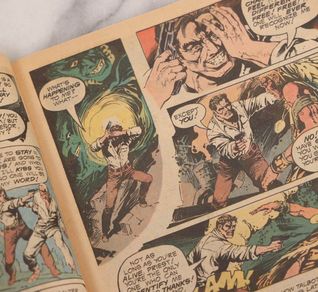 Lot 235 - Grouping Of Five Pieces Of Spooky Ephemera Including Jointed Die-Cut Halloween Witch Decoration, DC “Secrets Of Haunted House” Comic, And Topps Creature Feature Horror Trading Cards