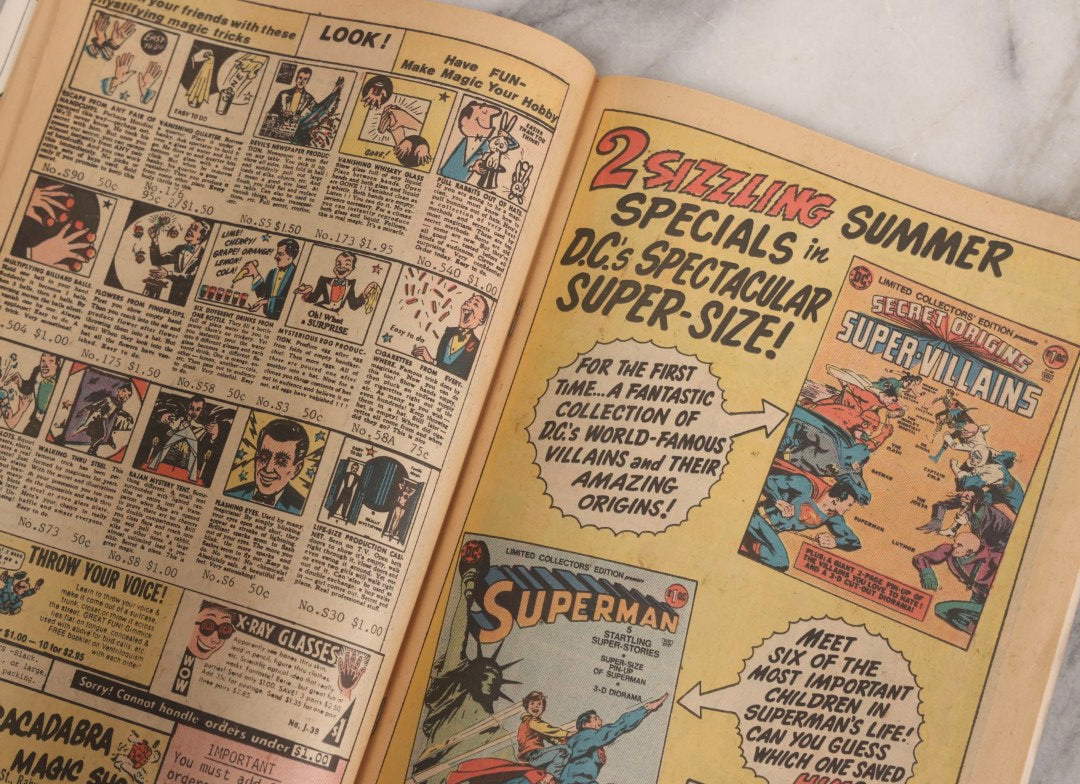 Lot 235 - Grouping Of Five Pieces Of Spooky Ephemera Including Jointed Die-Cut Halloween Witch Decoration, DC “Secrets Of Haunted House” Comic, And Topps Creature Feature Horror Trading Cards