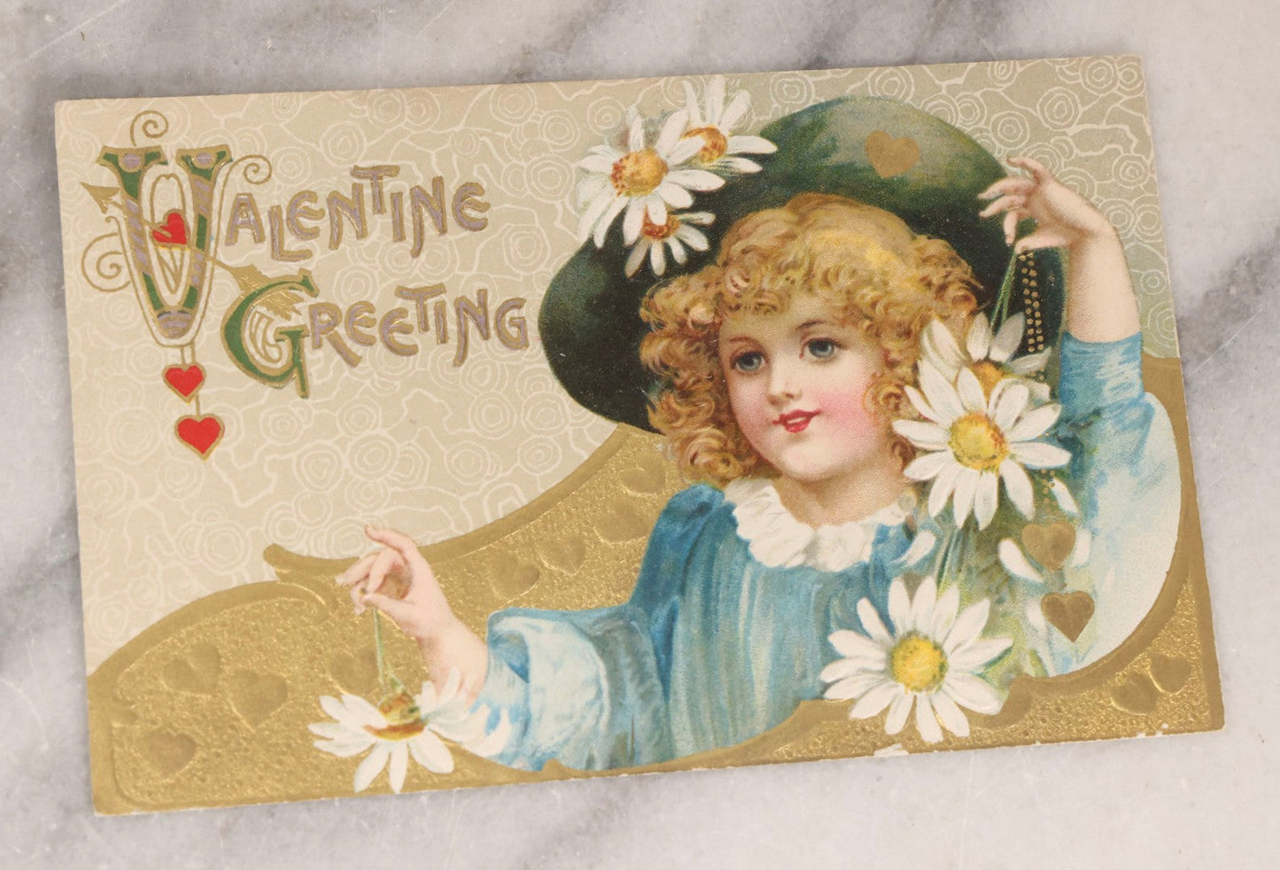 Lot 236 - Grouping Of Nine Antique Valentine And Holiday Postcards, Including One With Real Hair Applied, Paper Lace, Gilt Accents, And Thanksgiving Card Depicting Jack-O-Lantern J.O.L. Carving