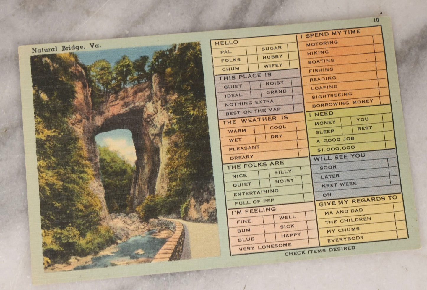Lot 237 - Grouping Of 19 Antique And Vintage Postcards And Ephemera, Including "It Floats", Asbury Park, New Jersey, Natural Bridge, Virginia, And "Boraxine" Trade Card