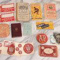 Lot 239 - Grouping Of 15 Vintage And Antique Advertising Ephemera Including Harvard Tobacco Felt, Shell Sports Almanac, Fine Groceries Coupon Stamp Book, Walker Creamery Tags, Old Virginia Cheroots Trade Card, And Ohio State University Stickers