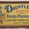 Lot 240 - Vintage Framed Lithographed Advertising Sign For Dauntless Coffee And Food Products, With Roman Charioteer Motif, “Challenge The World For Quality,” Printed By The M.C.A. Sign Co., Massillon, Ohio, 17-1/8" x 9"