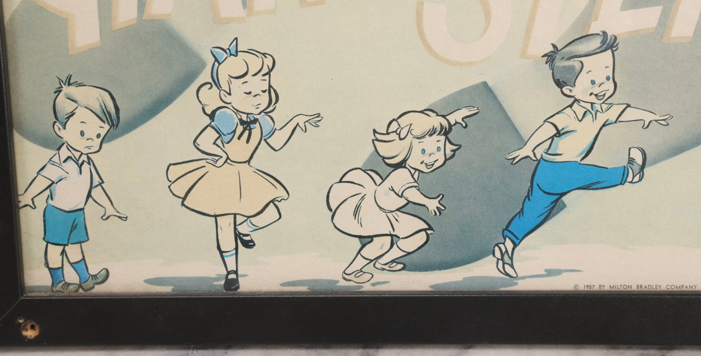 Lot 241 - Vintage Framed “Giant Steps” Board Game Cover Illustration, Milton Bradley, 1957