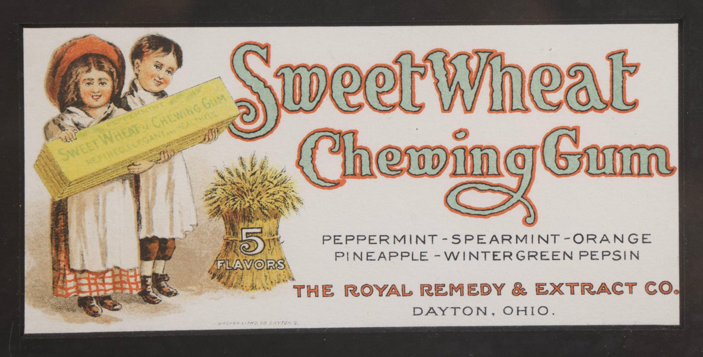 Lot 242 - Antique “Sweet Wheat Chewing Gum” Advertising Card, Royal Remedy & Extract Co., Dayton, Ohio, In Modern Frame
