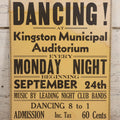 Lot 246 - Vintage Printed Broadside Advertising Dancing At Kingston Municipal Auditorium, Monday Nights Beginning September 24th, 9" x 11-1/2"