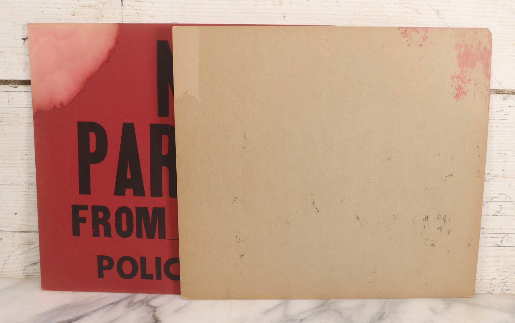Lot 250 - Pair Of Vintage Red “No Parking” Police Department Paper Signs