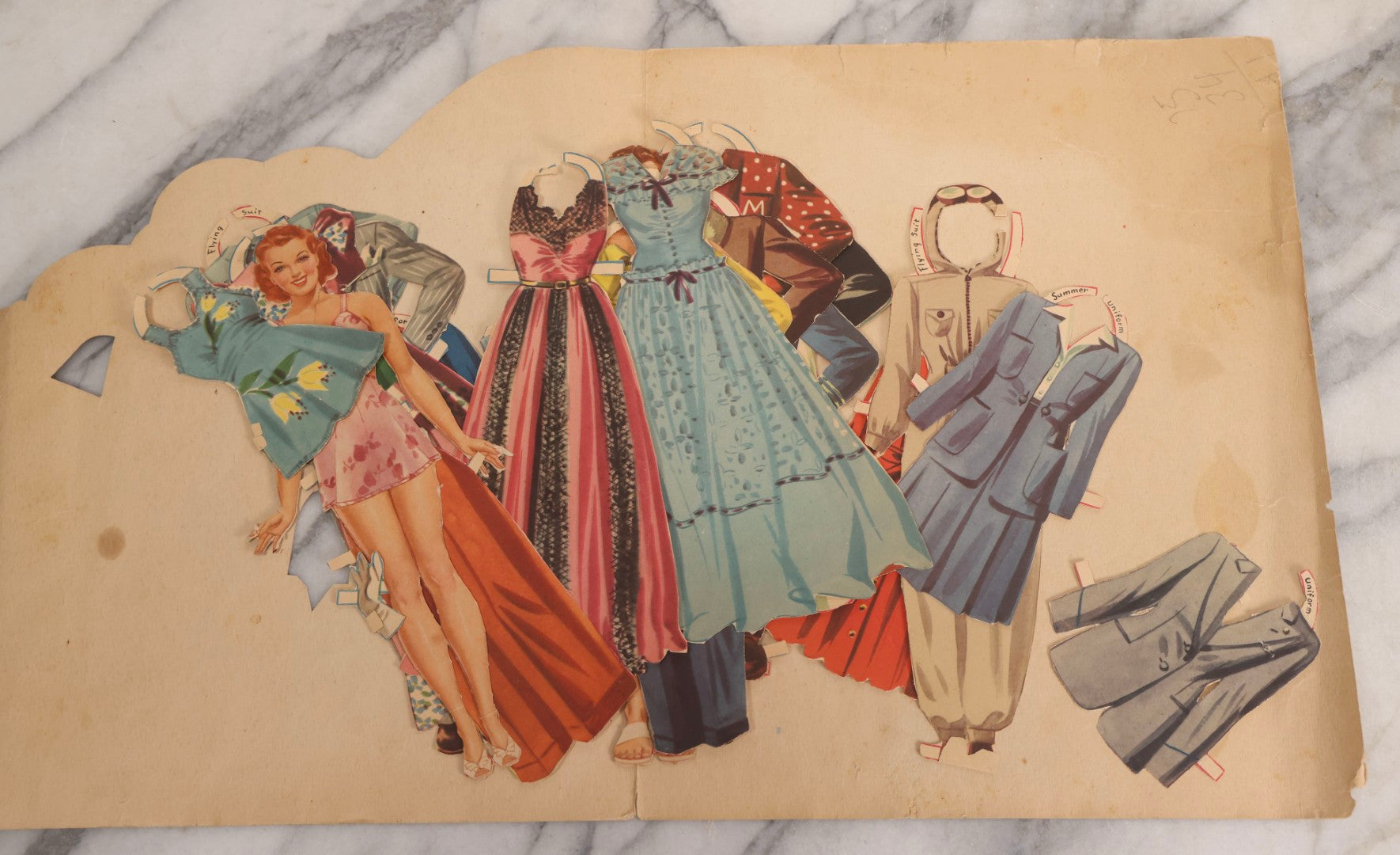 Lot 254 - Trio Of Vintage Children's Ephemera Including Christmas Carols Booklet, Aviation-Themed Paper Dolls, And “The Town Mouse And The Country Mouse” Story Book