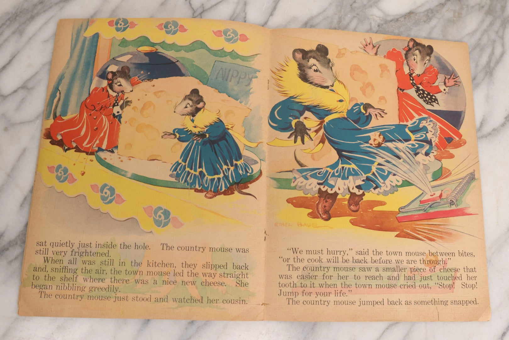 Lot 254 - Trio Of Vintage Children's Ephemera Including Christmas Carols Booklet, Aviation-Themed Paper Dolls, And “The Town Mouse And The Country Mouse” Story Book