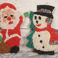 Lot 256 - Pair Of Vintage Popcorn Plastic Christmas Decorations Depicting Santa Claus And Snowman, Approximately 18" H Each