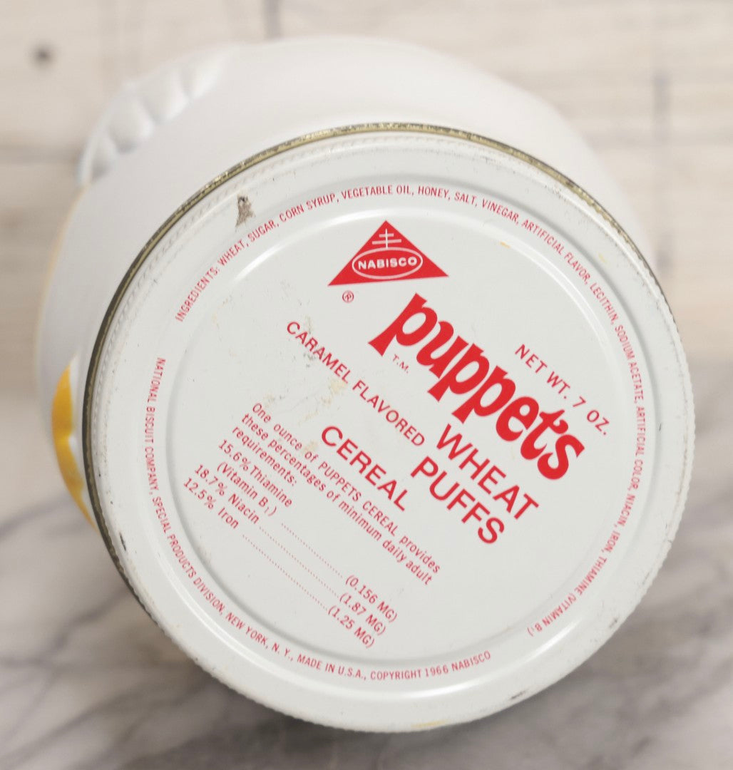 Lot 258 - Vintage Donald Duck Nabisco Puppets Wheat Puffs Blow Mold Plastic Cereal Container, 1966