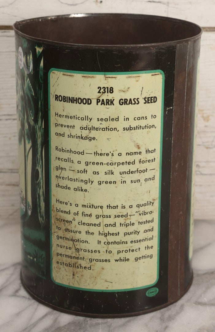 Lot 262 - Trio Of Vintage And Antique Advertising Pieces Including Grass Seed Tin, Camel Tire Tube Repair Kit, And “Little General Infants Durable Hose” Undergarments Box, W.T. Grant Co., 1923