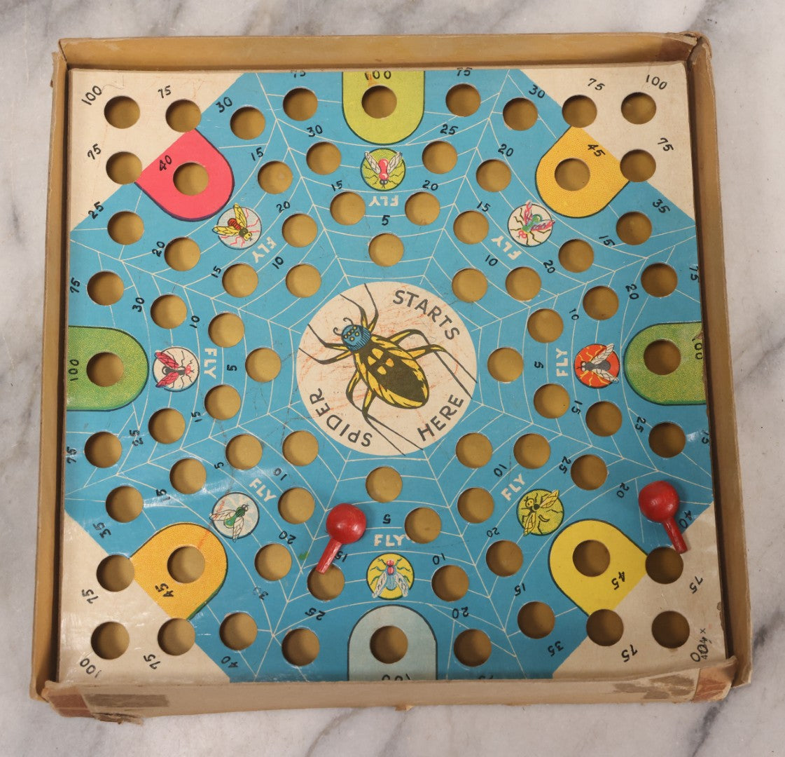 Lot 263 - Vintage "Spider And Fly" Board Game With Anthropomorphic Spider And Fly Graphics, Milton Bradley Co. No. 4734, Springfield, Massachusetts, Circa 1930